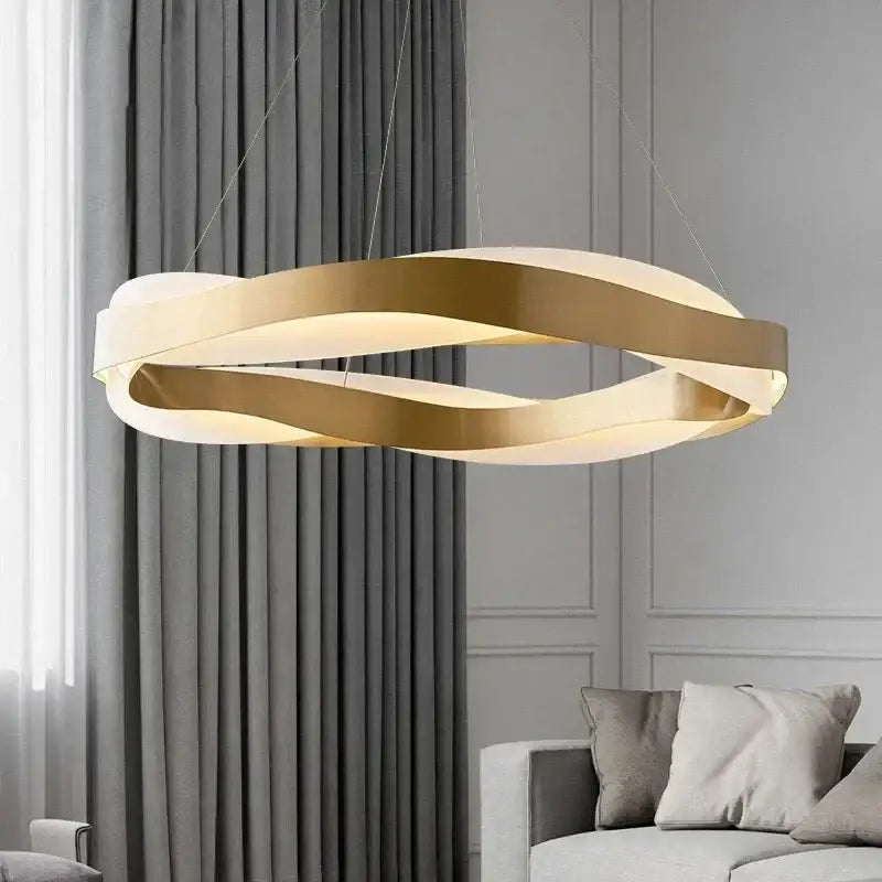 Modern gold and black circle chandelier dining room pendant light