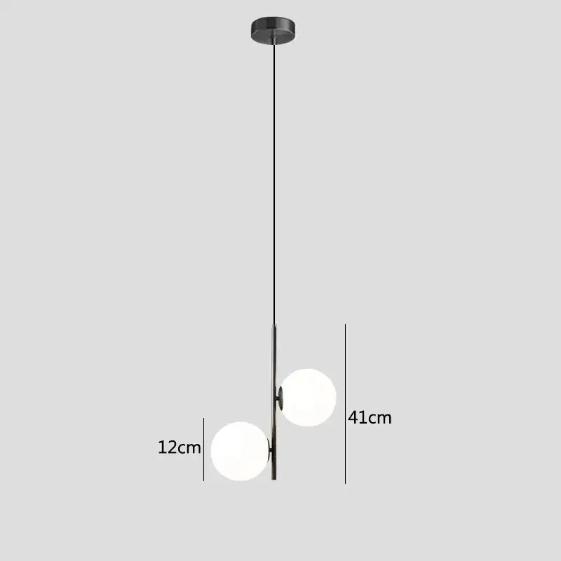DecorBites™ Brass/Black Glass Ball LED Pendant Lights Modern Bedroom Living Room Hanging Lamps