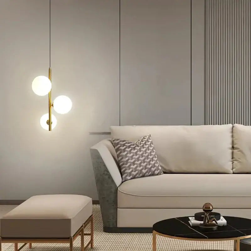 DecorBites™ Brass/Black Glass Ball LED Pendant Lights Modern Bedroom Living Room Hanging Lamps