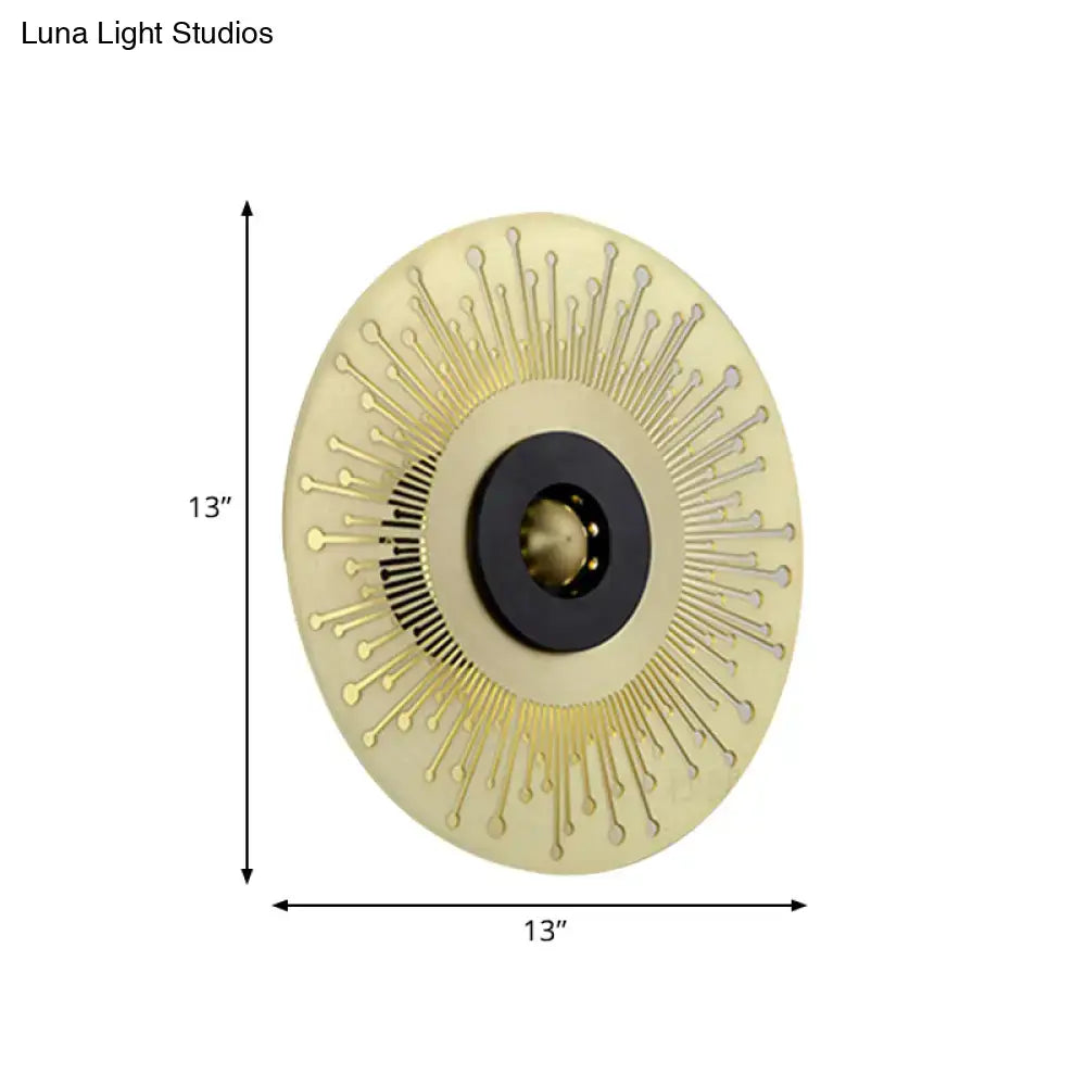 Modern gold and black laser cut disk wall sconce bedroom light