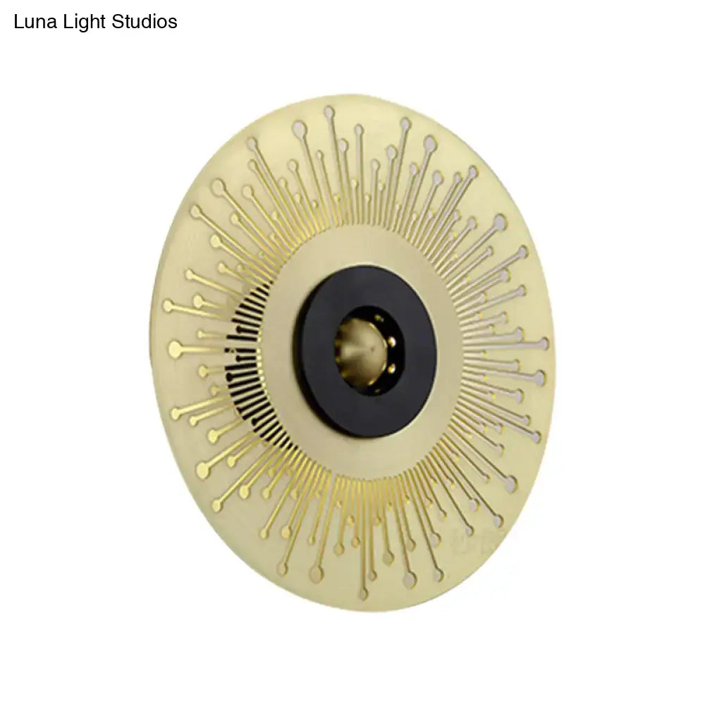 Modern gold and black laser cut disk wall sconce bedroom light