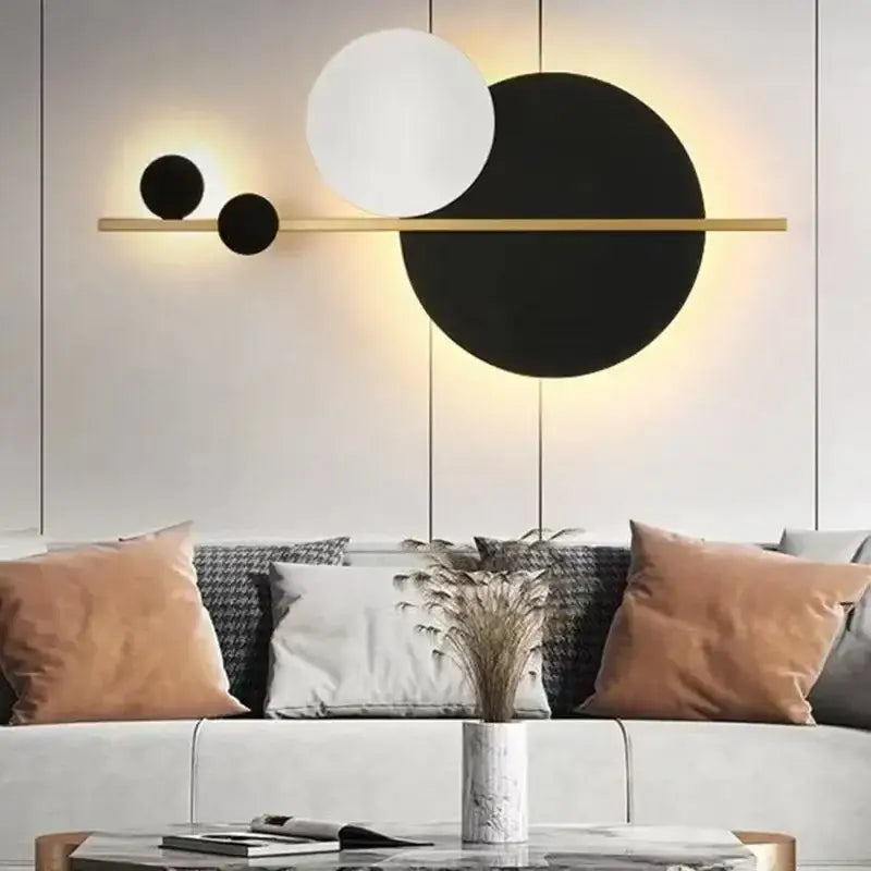 Modern gold and black led wall lamp bedroom sconce