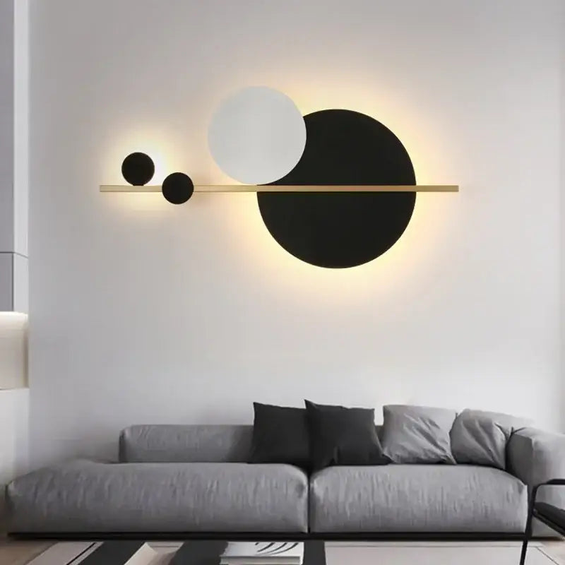Modern gold and black led wall lamp bedroom sconce