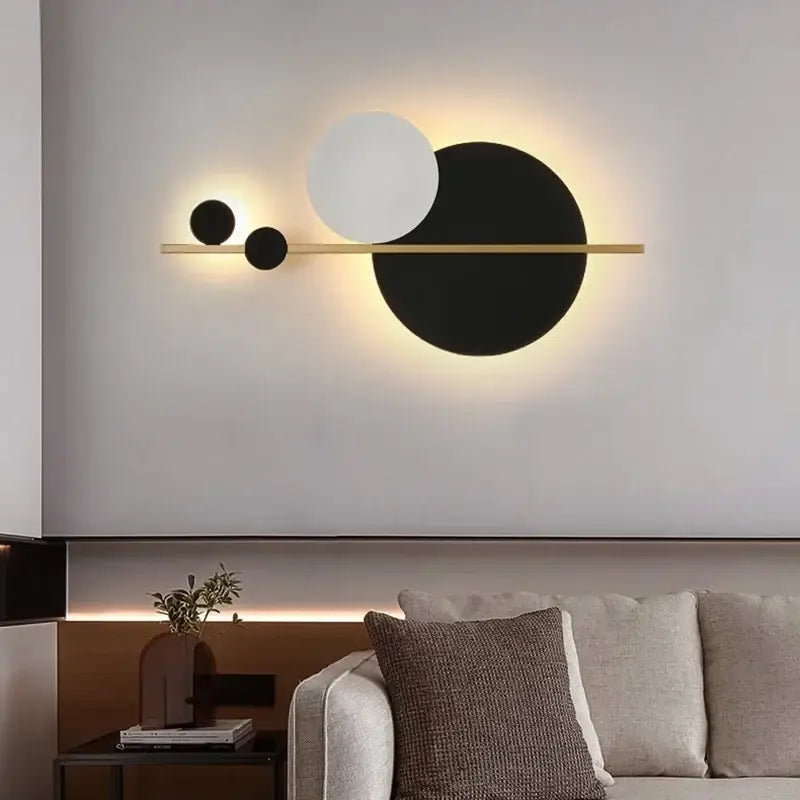 Modern gold and black led wall lamp bedroom sconce