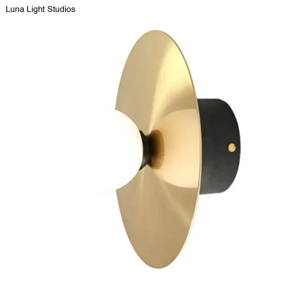 Modern gold and black riya wall light bedroom frosted glass sconce