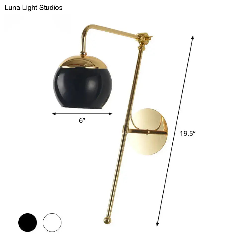 Modern gold and clear black glass ball sconce – bedroom wall light