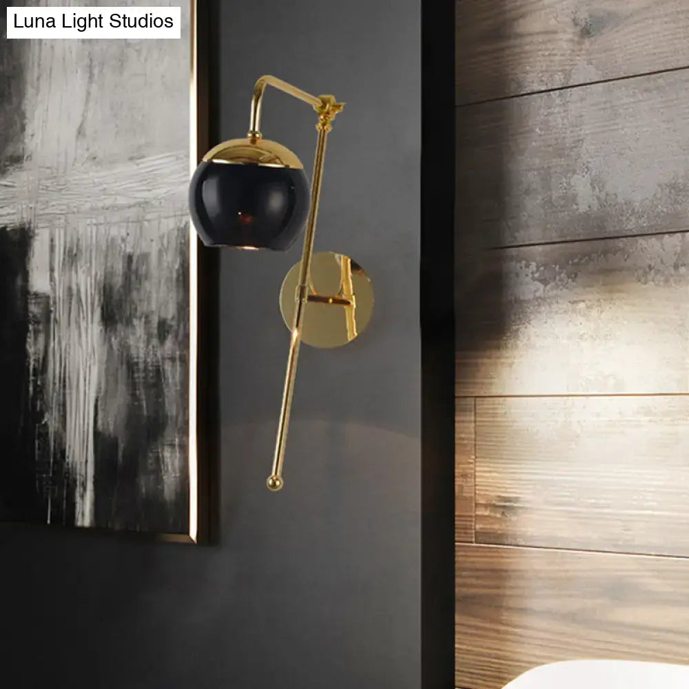 Modern gold and clear black glass ball sconce – bedroom wall light