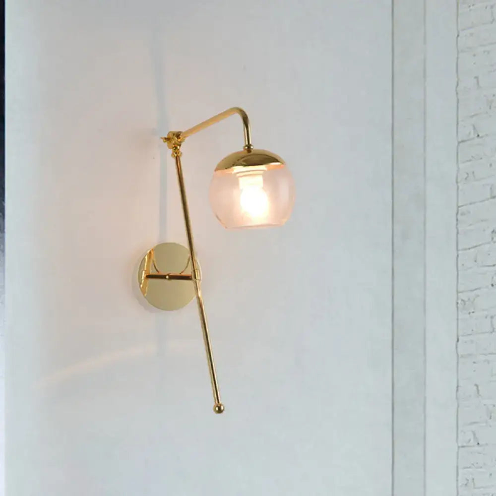 Modern gold and clear black glass ball sconce – bedroom wall light