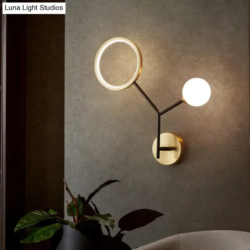 DecorBites™ Minimalist Cream Glass LED Wall Sconce Lamp for Bedroom Lighting
