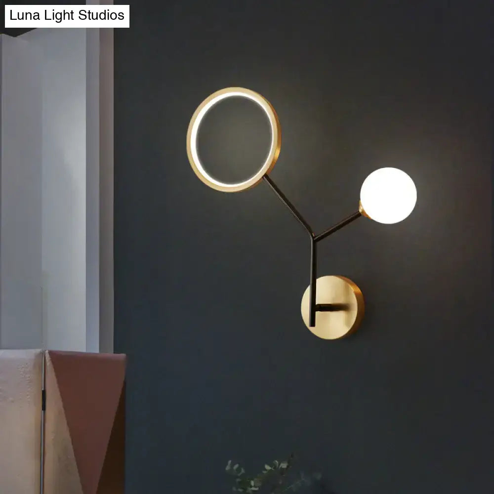 DecorBites™ Minimalist Cream Glass LED Wall Sconce Lamp for Bedroom Lighting