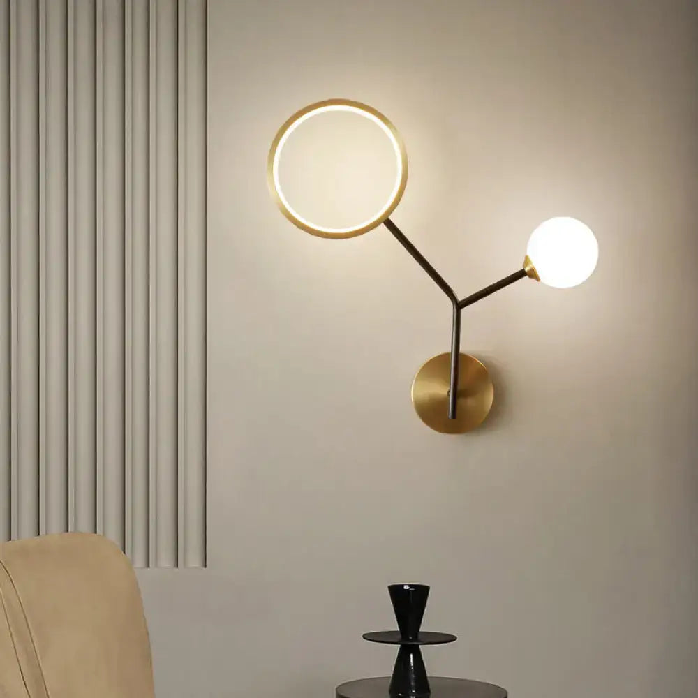 DecorBites™ Minimalist Cream Glass LED Wall Sconce Lamp for Bedroom Lighting