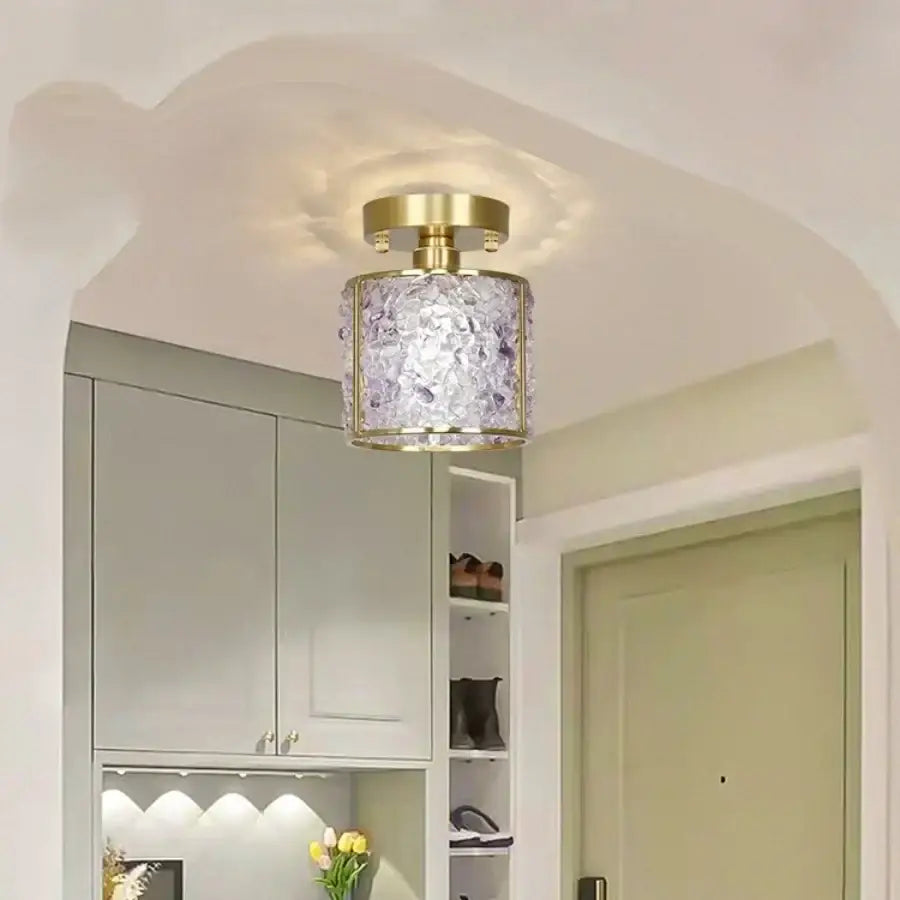 DecorBites™ Copper Canopy LED Ceiling Light Glass Crystal Nordic Modern Decor for Home