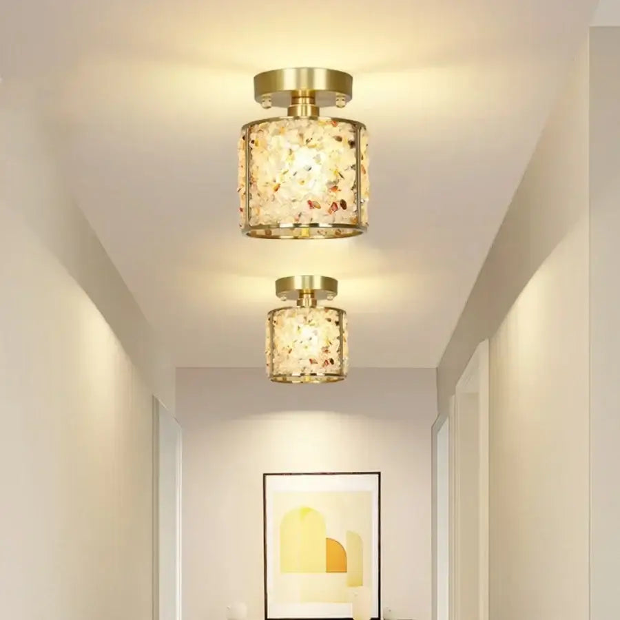 DecorBites™ Copper Canopy LED Ceiling Light Glass Crystal Nordic Modern Decor for Home