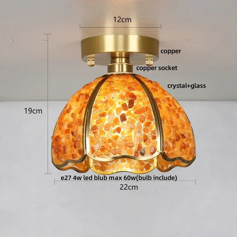 DecorBites™ Copper Canopy LED Ceiling Light Glass Crystal Nordic Modern Decor for Home