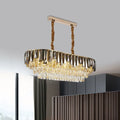 Modern gold and smoke grey crystal island light dining room chandelier