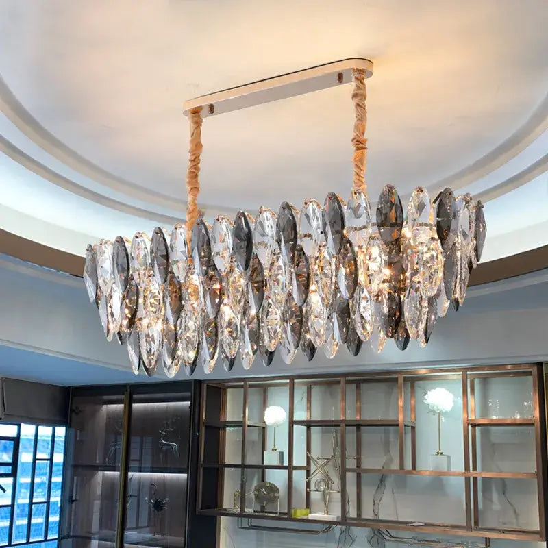 Modern gold ash crystal ceiling chandeliers living room pendant light