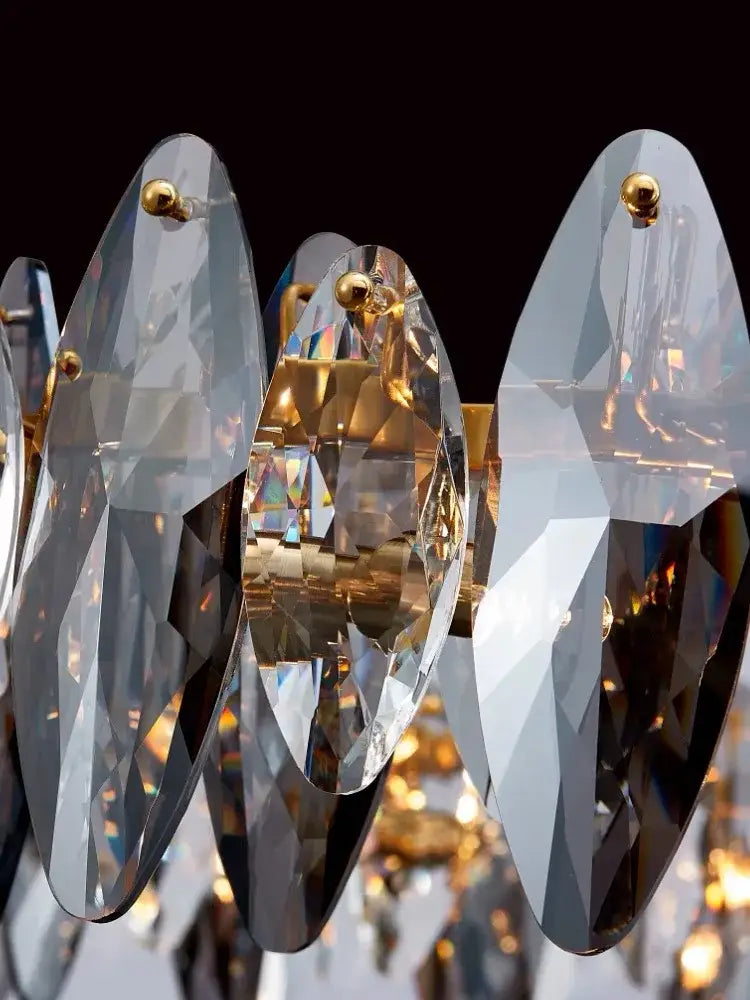 Modern gold ash crystal ceiling chandeliers living room pendant light