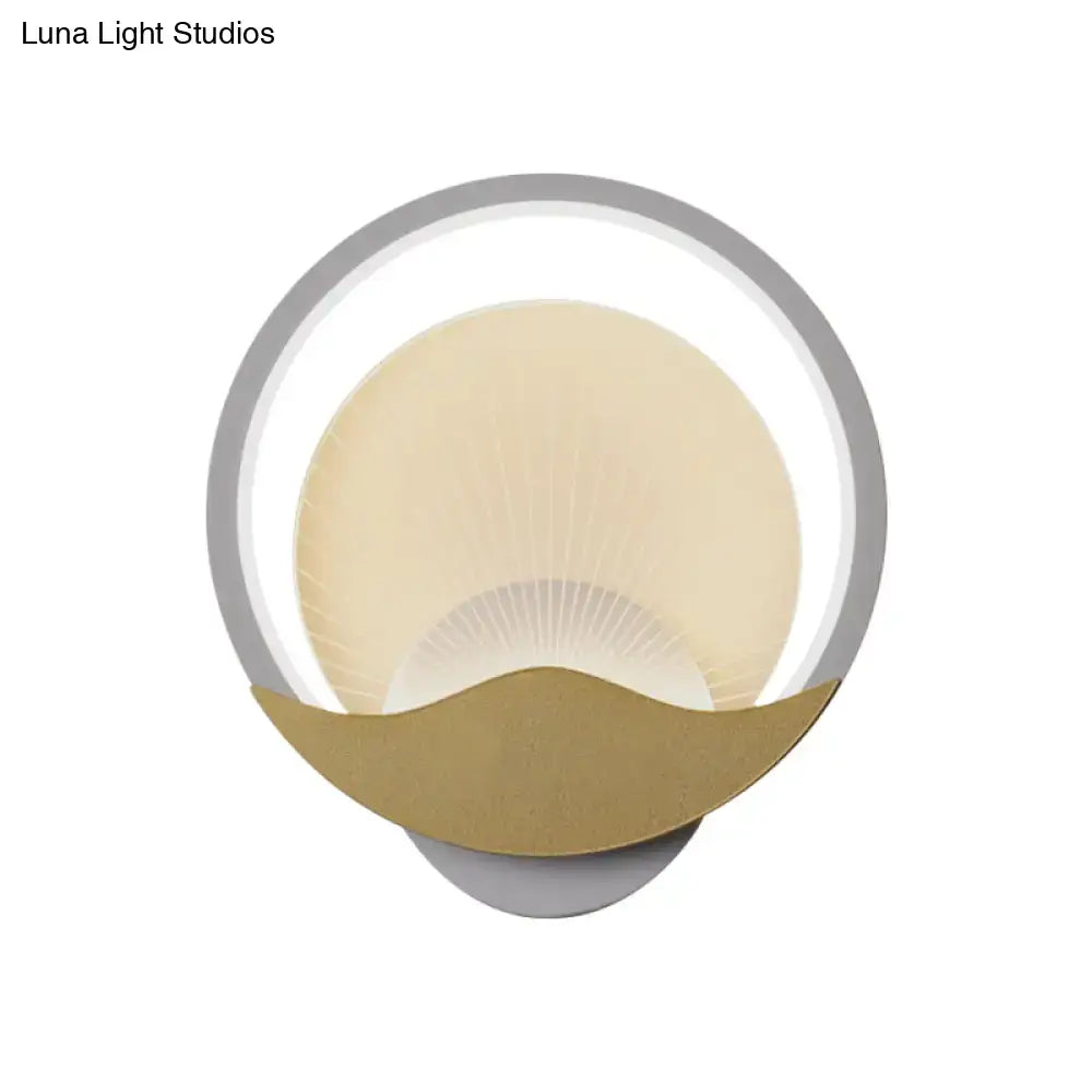 Modern gold & black circular led wall sconce bedroom light
