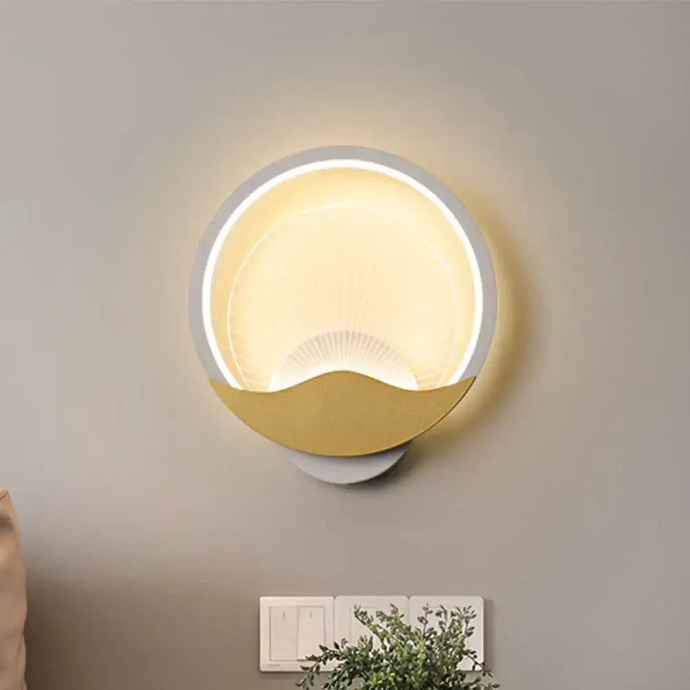 Modern gold & black circular led wall sconce bedroom light