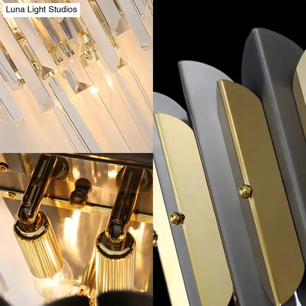 DecorBites™ Modern Tiered Crystal Sconce Light Fixture - 3 Lights, Bedroom Wall Lighting