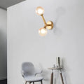Modern gold & black double globe wall lamp corridor sconce light