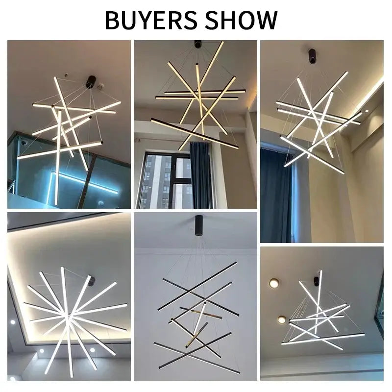 Modern gold & black geometric aluminum ceiling chandelier living room