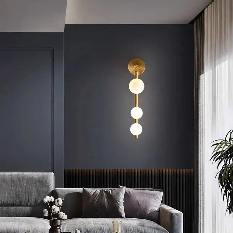 Modern gold & black glass ball wall lights living room decorbites