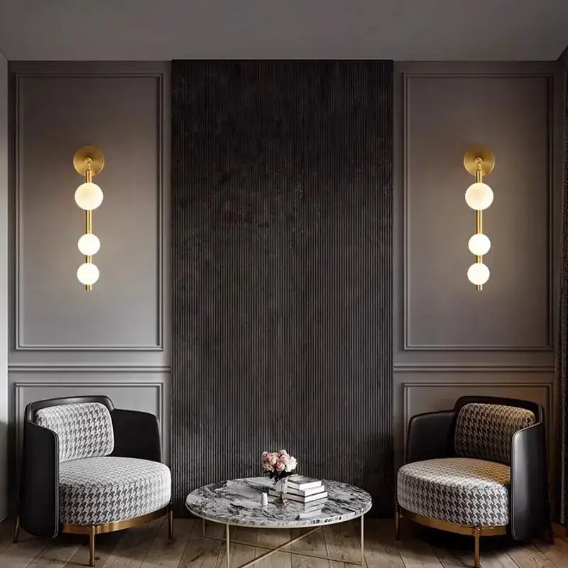 Modern gold & black glass ball wall lights living room decorbites