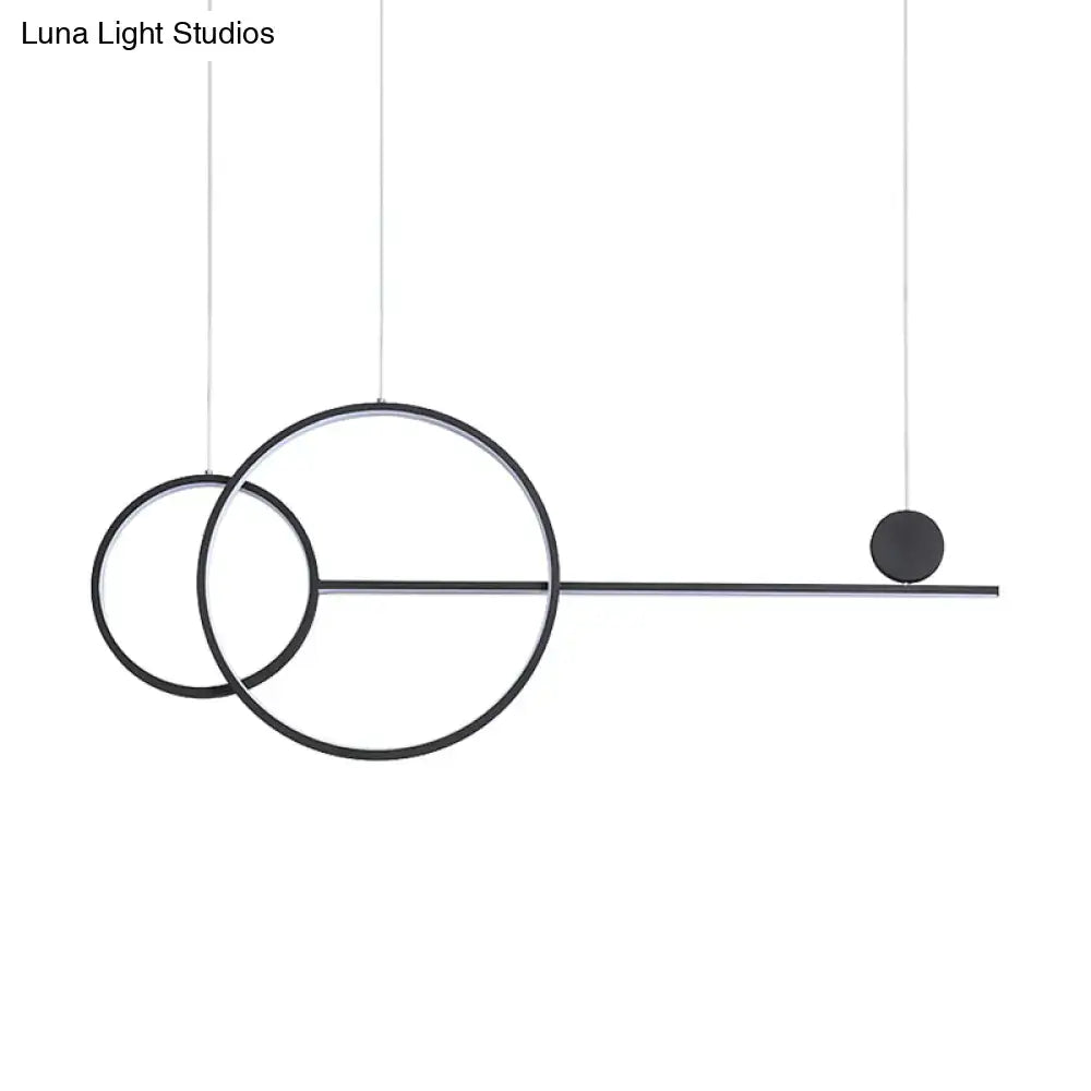 DecorBites™ Nordic LED Acrylic Chandelier Lamp with Black & Gold Line Design for Circular Island Lighting