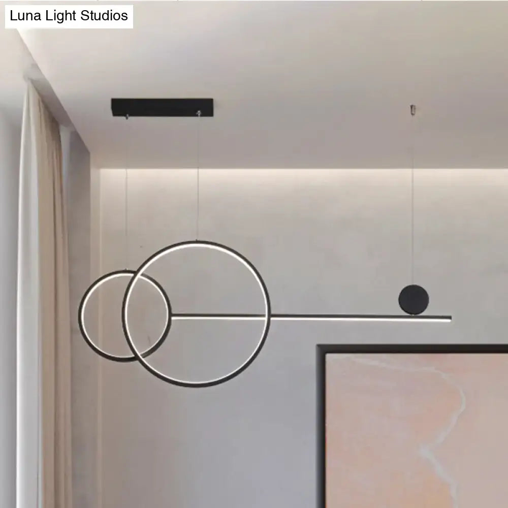 DecorBites™ Nordic LED Acrylic Chandelier Lamp with Black & Gold Line Design for Circular Island Lighting