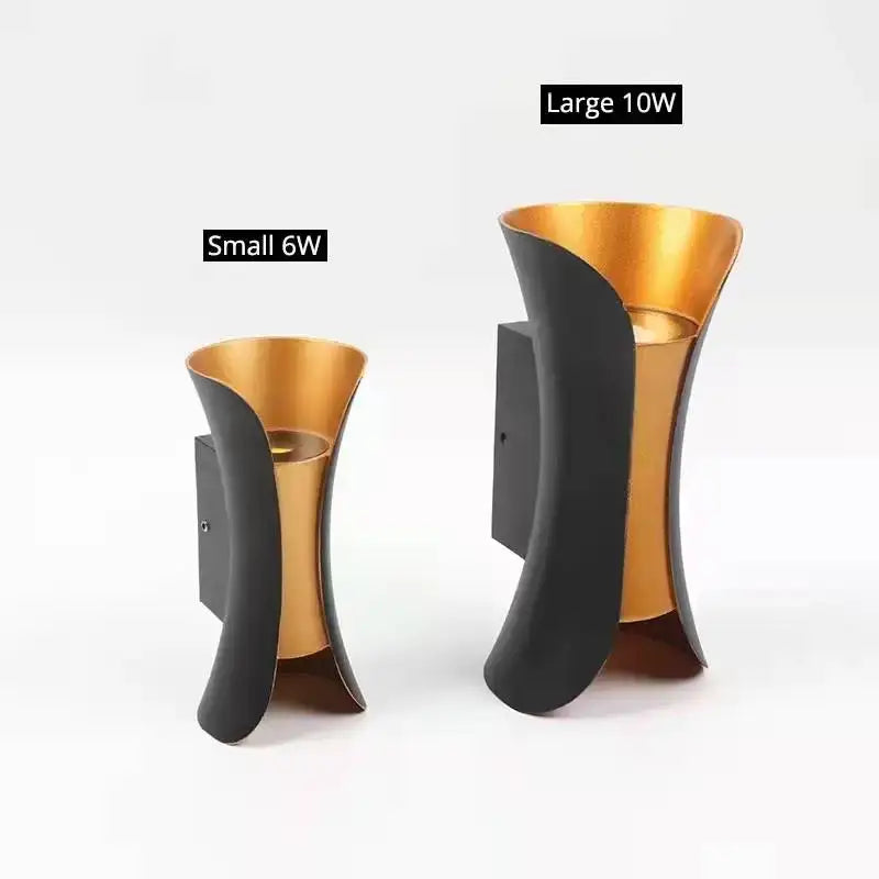 Modern gold & black led wall light garden decor sconce