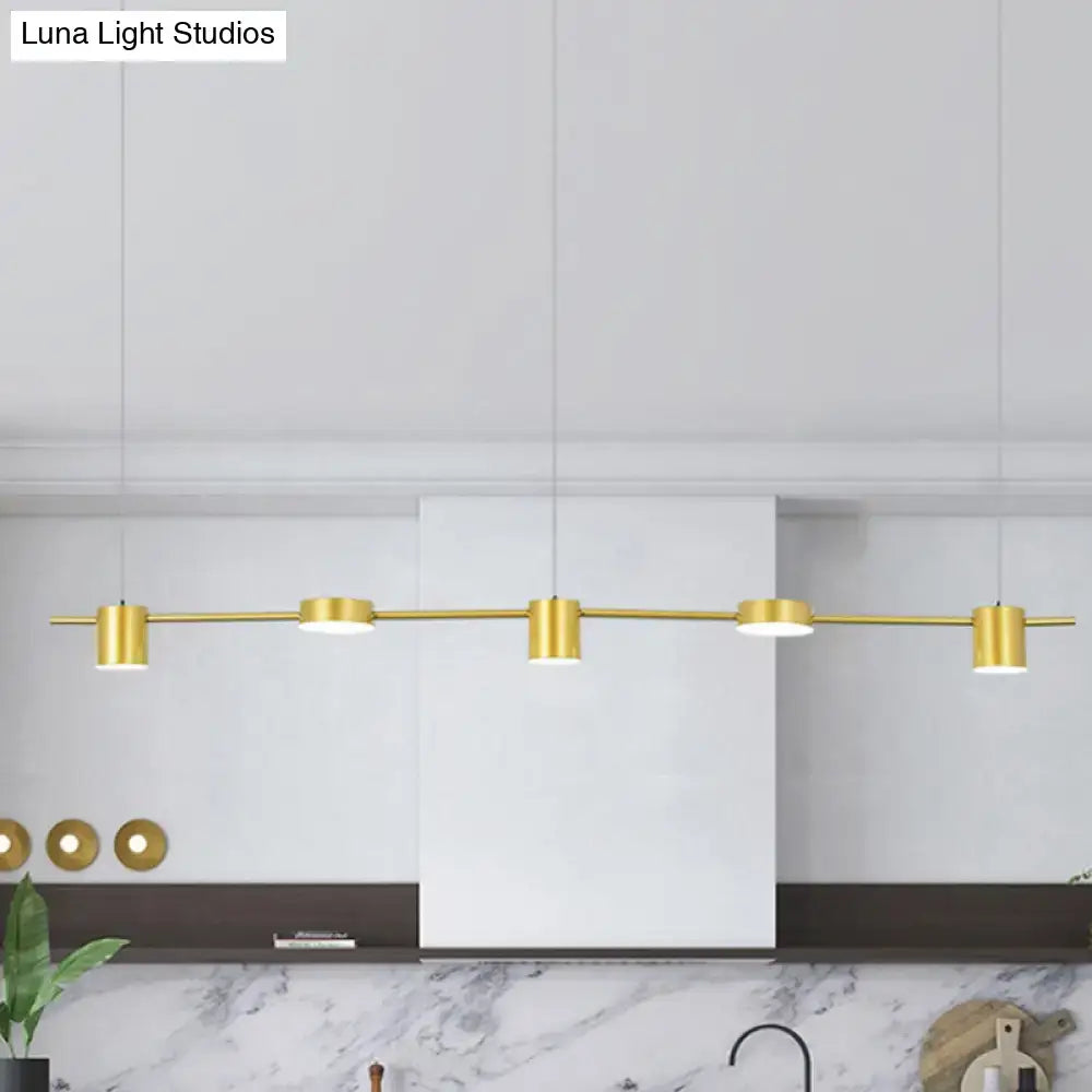 DecorBites™ Modern Linear Metallic Chandelier Light - 3/5 Heads Black/Gold Hanging Lamp with Rotatable Shade - Warm/White Light