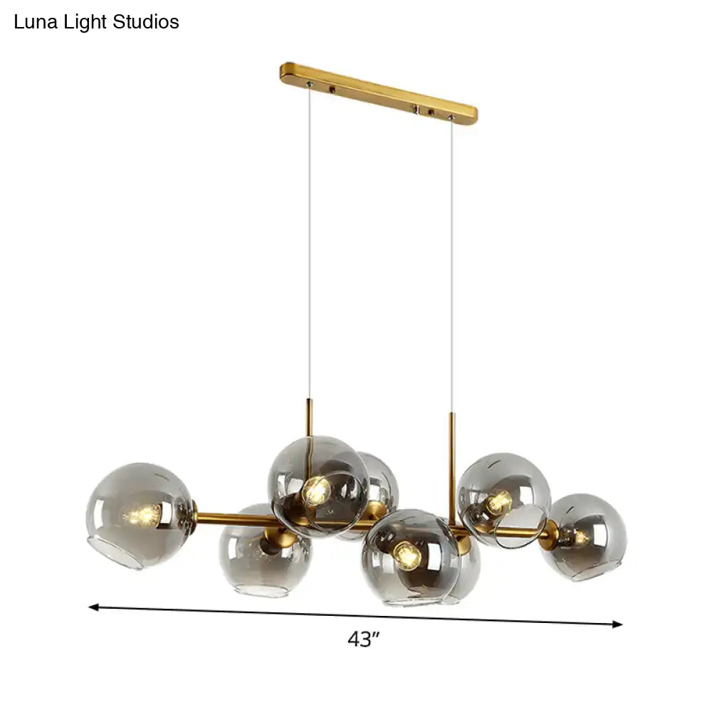 Modern gold & black linear design smoky glass kitchen island light