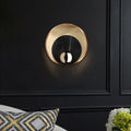 Modern gold & black marble peacock tail feather wall sconce living room