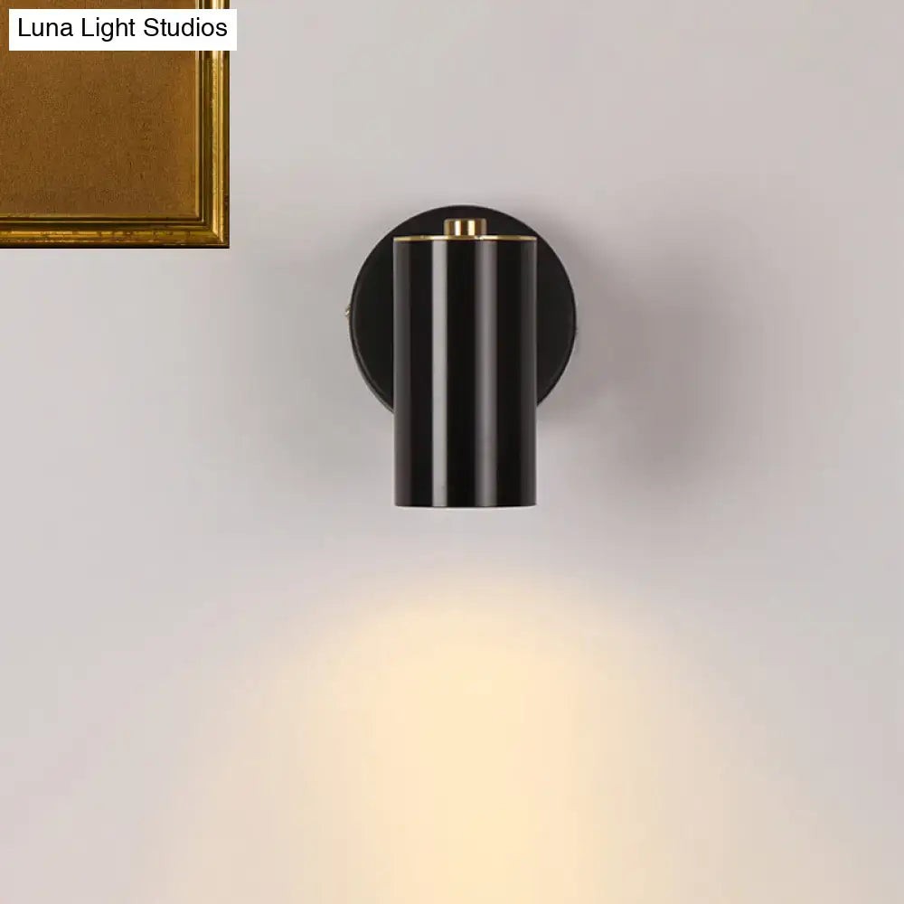 Modern gold & black metallic tube led light bedside wall sconce