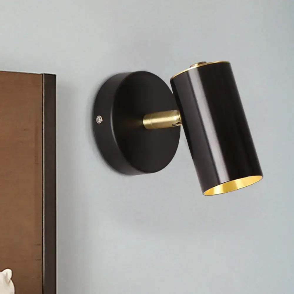 Modern gold & black metallic tube led light bedside wall sconce