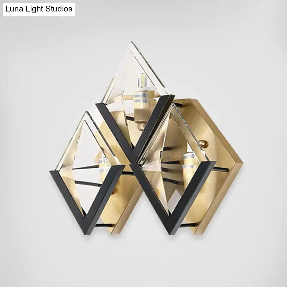 Modern gold & black rhombus wall sconce bedroom geometric light 110v