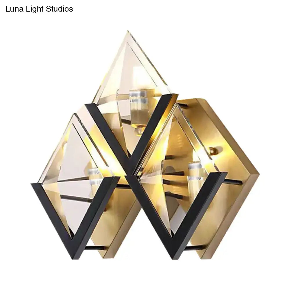 Modern gold & black rhombus wall sconce bedroom geometric light 110v
