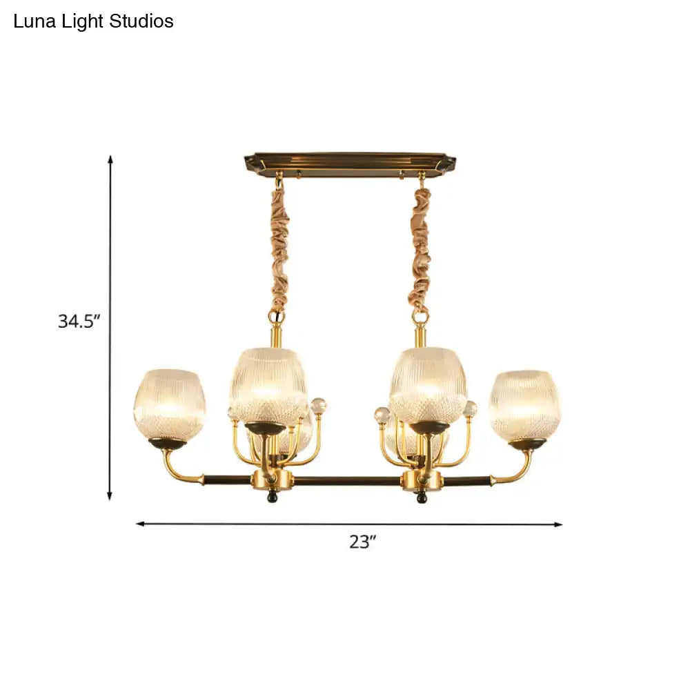 DecorBites™ Modern Ribbed Glass Island Pendant with 6 Bulbs, Gold and Black