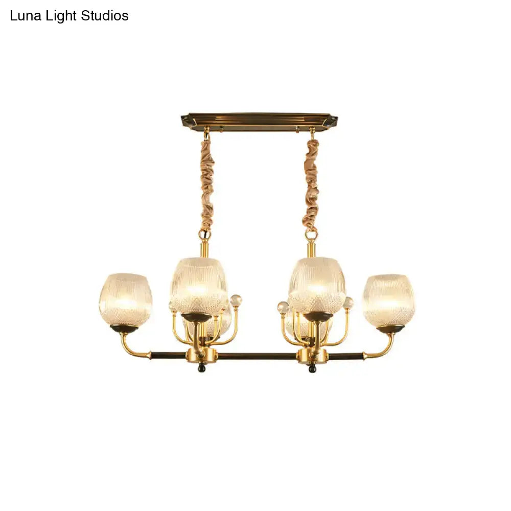 DecorBites™ Modern Ribbed Glass Island Pendant with 6 Bulbs, Gold and Black