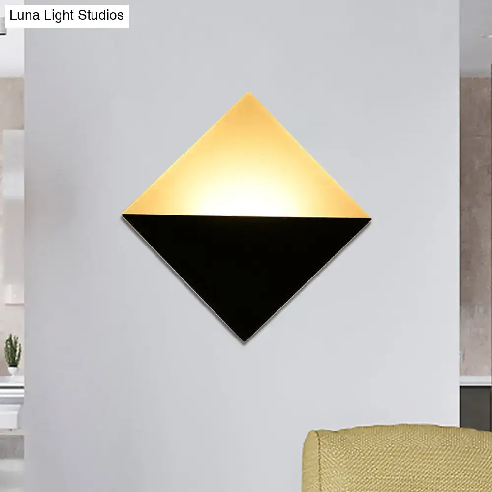 Modern gold & black square wall sconce bedroom led light fixture
