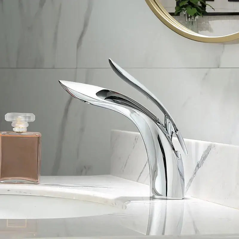 DecorBites™ Brass Basin Faucet: Hot & Cold Water Mixer for Bathroom Vanity Sink