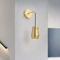 Modern gold brass bedroom wall sconce with metal shade fixture