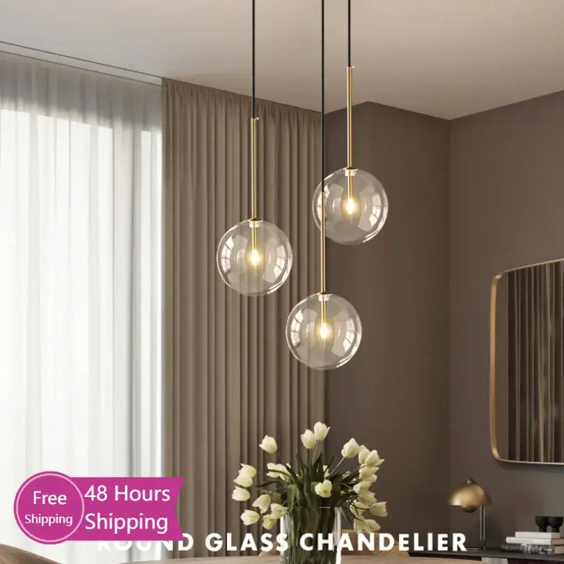 Modern gold bubble glass ball pendant light for kitchen