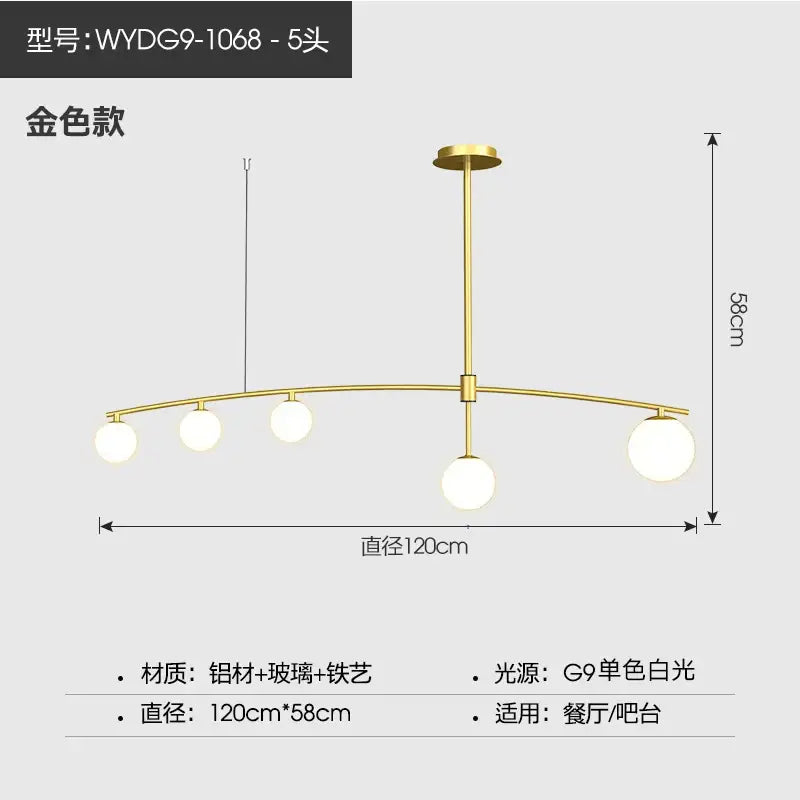 DecorBites™ Bubble Iron Chandelier: Minimalist Nordic Kitchen Restaurant Island Light
