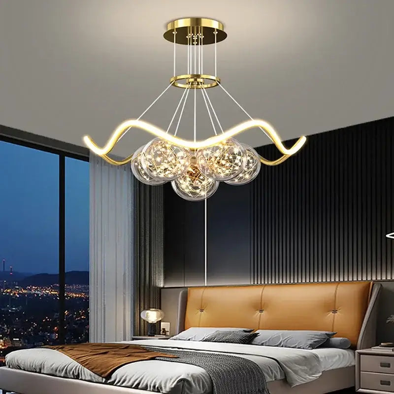 Modern gold bubble pendant chandelier dining room led light