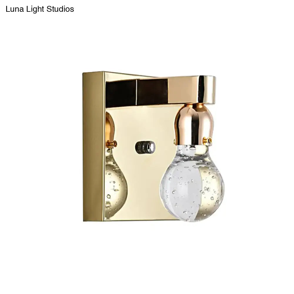 DecorBites™ Modern Gold Bulb-Shaped Crystal Wall Sconce - Bedroom Bubble Light Fixture