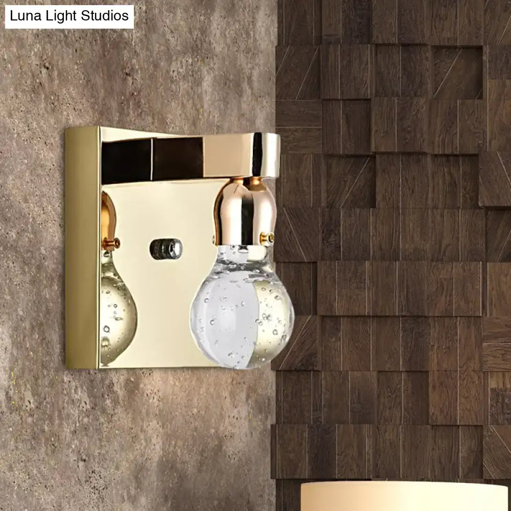 DecorBites™ Modern Gold Bulb-Shaped Crystal Wall Sconce - Bedroom Bubble Light Fixture