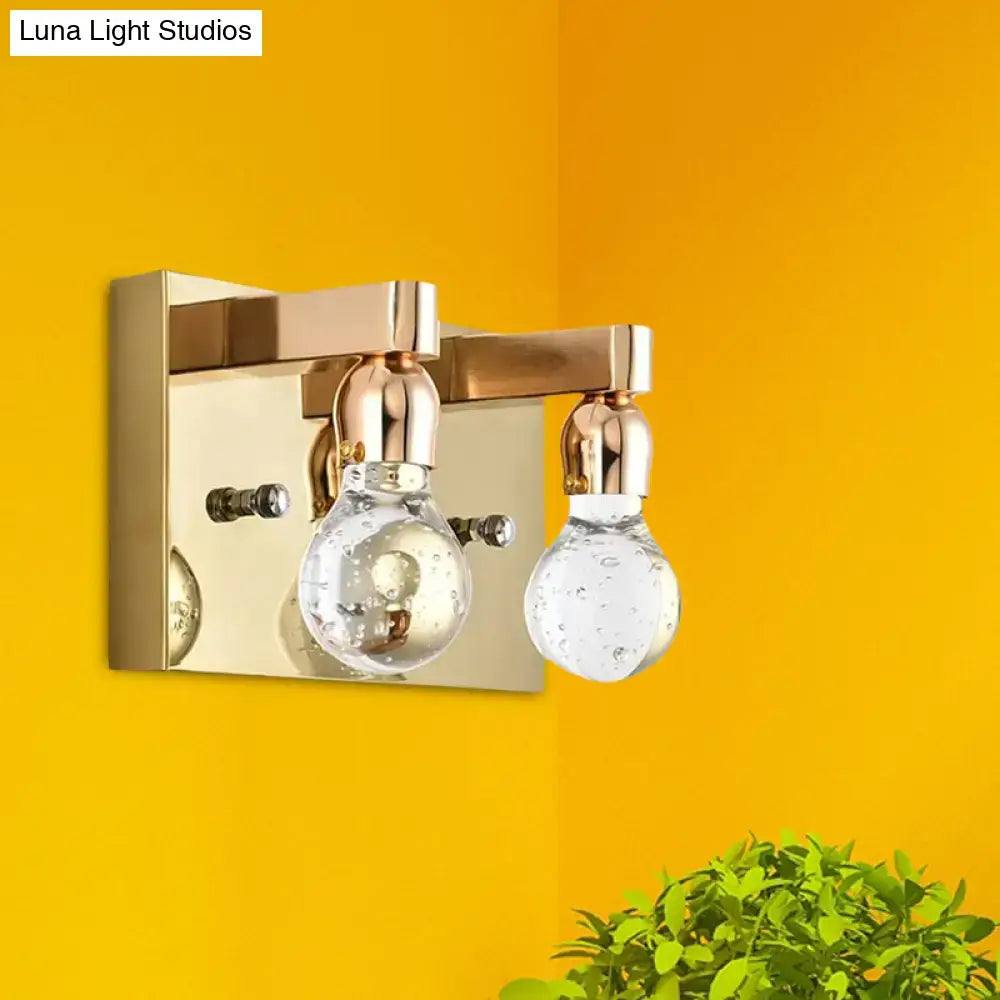 DecorBites™ Modern Gold Bulb-Shaped Crystal Wall Sconce - Bedroom Bubble Light Fixture