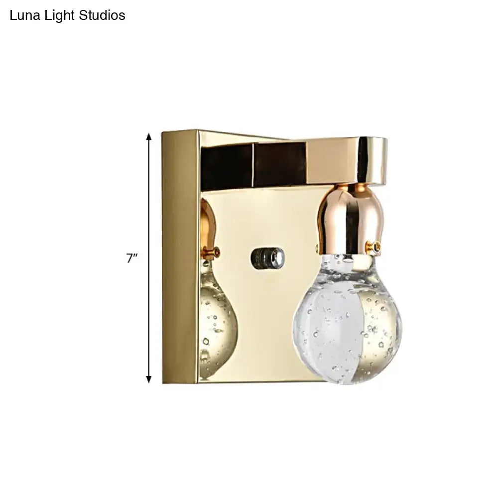 DecorBites™ Modern Gold Bulb-Shaped Crystal Wall Sconce - Bedroom Bubble Light Fixture